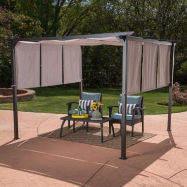 Contemporary Home Living 115" Gray and Brown Contemporary Solid Outdoor Patio Gazebo. View a larger version of this product image.