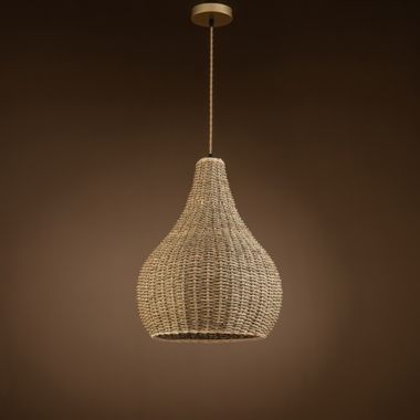ELE Light & Decor Annika 1-Light Brown Pendant Design Pendant Light with Rattan Shade. View a larger version of this product image.