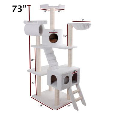 Majestic Pet Product 73-Inch Wood Bungalow Sherpa Tree for Cats. View a larger version of this product image.