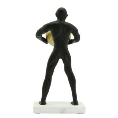 Kingston Living 12" Black and Gold Man Carrying Ball Tabletop Figurine. View a larger version of this product image.