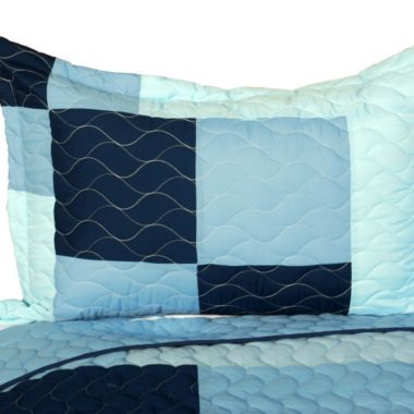 Blancho Bedding Azurite Vermicelli-Quilted Patchwork Plaid Quilt Set Full/Queen. View a larger version of this product image.