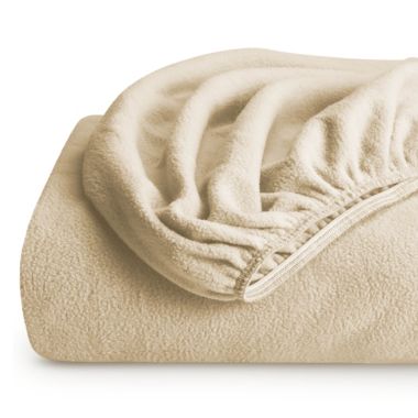 Bare Home Fleece Fitted Sheet - Plush Polar Fleece, Pill Resistant - Deep Pocket - Cozy Warmth, Breathable & Hypoallergenic (Sand, Queen). View a larger version of this product image.