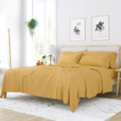 Vibrant 6-Piece Deep Pocket Sheet Set Ultra Soft Microfiber Bedding, Queen - Gold