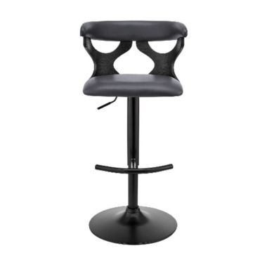 Slickblue Adjustable Barstool with Curved Cut Out Wooden Back, Black. View a larger version of this product image.