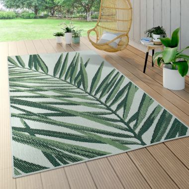 Home Rug Green Beige with Palm Pattern for Patio Flat Weave Bed Bath & Beyond