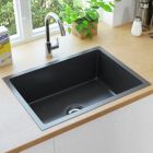 Alternate image 1 for Home Life Boutique Handmade Kitchen Sink with Strainer Black Stainless Steel