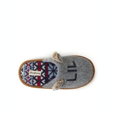 Dearfoams Kid's Grey Felted Lil Bear Scuff Slippers. View a larger version of this product image.