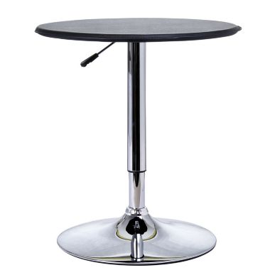 HOMCOM 25" Classic Round Adjustable Faux Leather Chrome Standing Bistro Table. View a larger version of this product image.