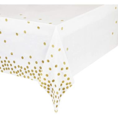 Sparkle And Bash White Plastic Tablecloth With Gold Polka Dot Confetti 54 X 108 In 6 Pack Bed Bath Beyond