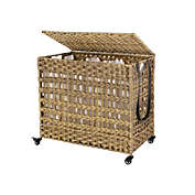 SONGMICS Handwoven Laundry Hamper, Rattan-Style Laundry Basket with 3 Removable Bags, Handles, Laundry Sorter with Lid, for Living Room, Bathroom, Laundry Room, Natural