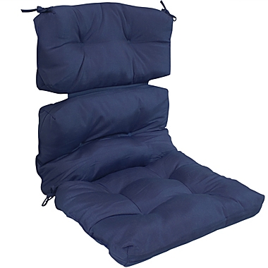 Sunnydaze Indoor/Outdoor Olefin Polyester Tufted High Back Patio Dining Chair Cushion - 23" x 47" - Blue. View a larger version of this product image.