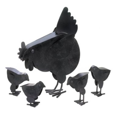 Zingz & Thingz 14.5 " Black Hen With Chicks Rustic Sculpture. View a larger version of this product image.