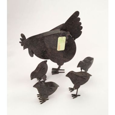 Zingz & Thingz 14.5 " Black Hen With Chicks Rustic Sculpture. View a larger version of this product image.