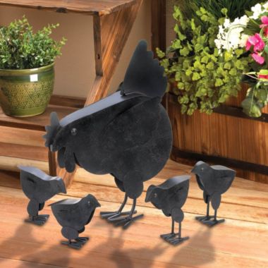 Zingz & Thingz 14.5 " Black Hen With Chicks Rustic Sculpture. View a larger version of this product image.