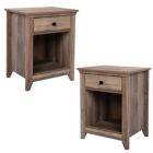 Alternate image 2 for Fx070 Set of 2 Farmhouse Nightstand, Wood Bedside Table with Drawer