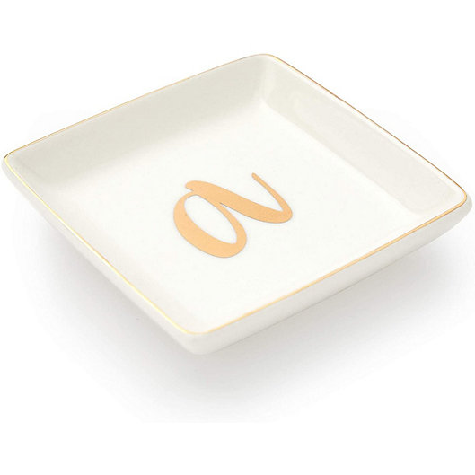 Juvale Letter A Ceramic Trinket Tray, Monogrammed Dresser Top Trays
