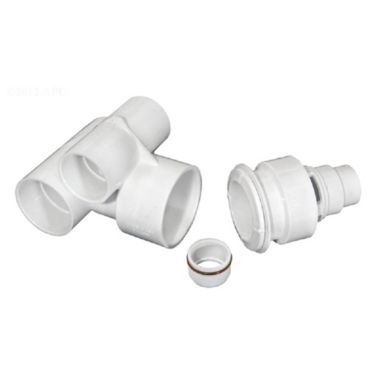The Pool Supply Shop White Tee Body Assembly in 1.5 Inches Slip Air x2 Water Threaded. View a larger version of this product image.