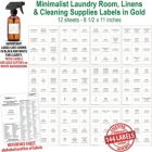 Alternate image 1 for Talented Kitchen 144 Minimalist Laundry Room Labels for Containers, Preprinted Gold Print All Caps White Vinyl Square Household Organization Stickers + Numbers for Linen Closet, Glass Cleaning Bottles (Water Resistant)