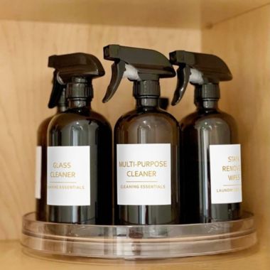 Talented Kitchen 144 Minimalist Laundry Room Labels for Containers, Preprinted Gold Print All Caps White Vinyl Square Household Organization Stickers + Numbers for Linen Closet, Glass Cleaning Bottles (Water Resistant). View a larger version of this product image.