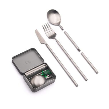 Outlery Portable & Reusable Stainless Steel Travel Cutlery Set (Black) - Includes Travel. View a larger version of this product image.