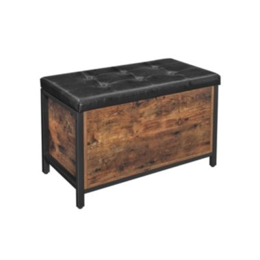 VASAGLE Industrial Rustic Brown Storage Ottoman with Flip Lid. View a larger version of this product image.