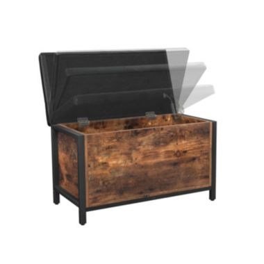 VASAGLE Industrial Rustic Brown Storage Ottoman with Flip Lid. View a larger version of this product image.