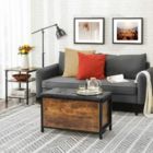 Alternate image 3 for VASAGLE Industrial Rustic Brown Storage Ottoman with Flip Lid