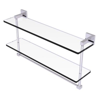 Allied Brass Montero Collection 22 Inch Two Tiered Glass Shelf with Integrated Towel Bar. View a larger version of this product image.