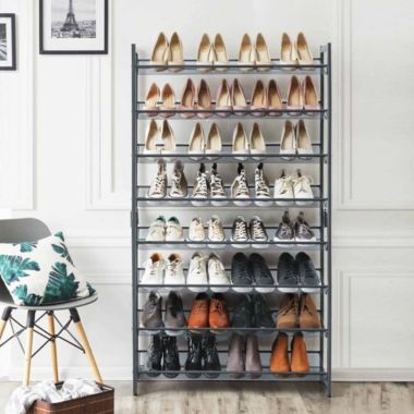 SONGMICS 2 Set of 4-Tier Gray Shoe Rack with Adjustable Shelves. View a larger version of this product image.