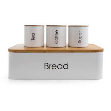 MegaChef Kitchen Food Storage and Organization 4 Piece Canister Set in White. View a larger version of this product image.