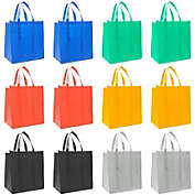 Okuna Outpost Large Non Woven Tote Bags for Grocery Shopping (6 Colors, 14 x 10 x 15 In, 12 Pack)