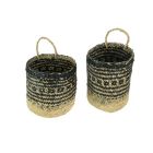 Alternate image 0 for Things2Die4 Set of 2 Geometric Pattern Hand-Woven Seagrass Round Baskets Bohemian Decor