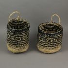Alternate image 3 for Things2Die4 Set of 2 Geometric Pattern Hand-Woven Seagrass Round Baskets Bohemian Decor