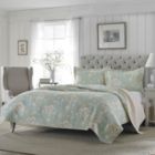 Alternate image 0 for Slickblue Full / Queen 3-Piece Cotton Quilt Set in Seafoam Blue Beige Floral Pattern