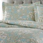 Alternate image 1 for Slickblue Full / Queen 3-Piece Cotton Quilt Set in Seafoam Blue Beige Floral Pattern