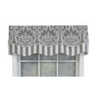 Alternate image 1 for RLF Home Ozbourne Glory Valance Gray. 3" Rod Pocket, Layered, Trimmed. 50"W X 16"L