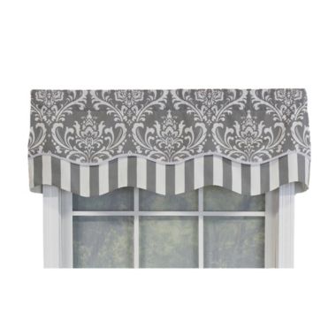 RLF Home Ozbourne Glory Valance Gray. 3" Rod Pocket, Layered, Trimmed. 50"W X 16"L. View a larger version of this product image.
