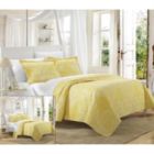 Alternate image 1 for Chic Home Revenna Napoli Reversible Printed Jacquard Bed In A Bag 7 Pieces Quilt Set - Queen 90x90, Yellow