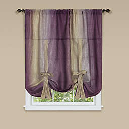 GoodGram Royal Ombre Crushed Semi Sheer Tie Up Curtain Window Shade - 50 in. W x 63 in. L, Aubergine