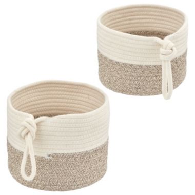 mDesign Woven Cotton Rope Bathroom Basket with Tie Handle, Set of 2. View a larger version of this product image.