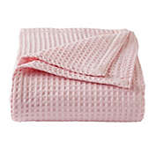 Market & Place Cotton Waffle Knit Lightweight King Bed Blanket in Blush Pink