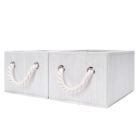 Alternate image 0 for Storage Works - Foldable Fabric Storage Bin w/Cotton Rope Handles & Lid, Ivory (11L), 2-Pack