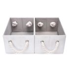 Alternate image 1 for Storage Works - Foldable Fabric Storage Bin w/Cotton Rope Handles & Lid, Ivory (11L), 2-Pack