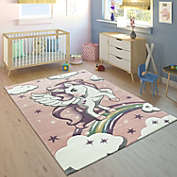 Paco Home Kids Rug for Nursery with an Enchanted Unicorn in Pink Sky