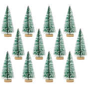 Juvale 12 Pack Mini Christmas Trees for Tabletop, Xmas Holiday Home Decorations, 4.25 x 2 Inches