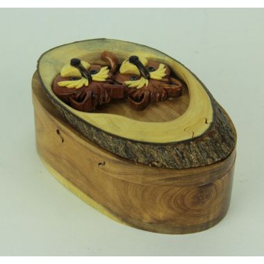 World Designs Hand Carved Wood 3D Raccoon Friends Puzzle Trinket Box. View a larger version of this product image.