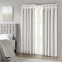 JLA Home Madison Park Emilia Faux Silk Single Curtain with Privacy Lining DIY Twist Tab Top, Window Drape for Living Room, Bedroom and Dorm, 50 x 95 in, White Blackout