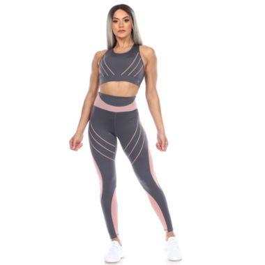 White Mark Women's Cut Out Back Mesh Sports Bra & Leggings Set. View a larger version of this product image.