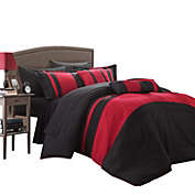 Chic Home Sheila Color Block 10 Pieces Comforter Bed In A Bag - King 104" x 90, Red