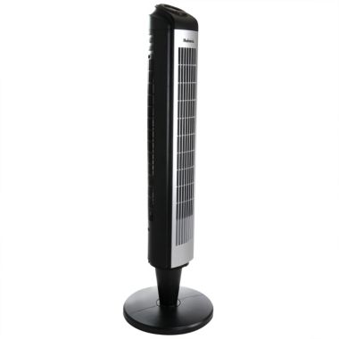 Holmes 36 Inch Oscillating Tower Fan with Remote Control in Black and Silver. View a larger version of this product image.